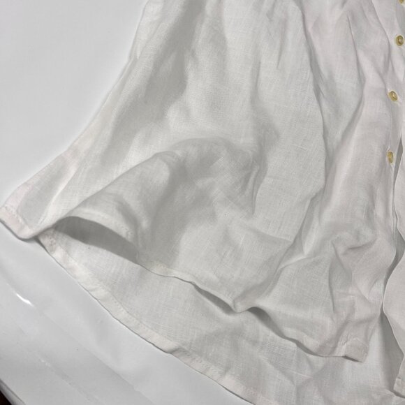 Pronto Uomo Men's 2XL 100% Linen Shirt‎ White Button up Short Sleeve - Picture 2 of 8